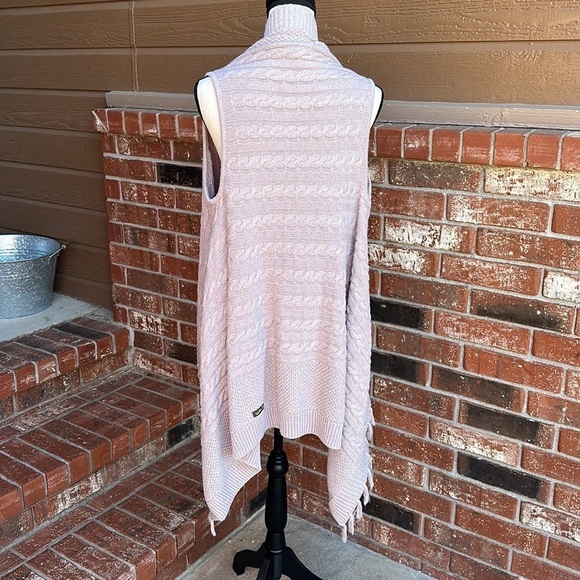 Matilda Jane Beige Cable Knit Waterfall Sweater Vest Cardigan Women's Size Small - Picture 5 of 8